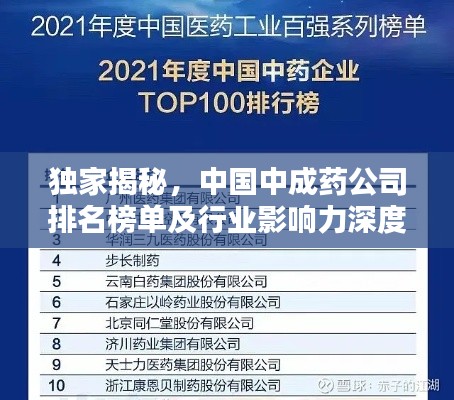 独家揭秘，中国中成药公司排名榜单及行业影响力深度解析