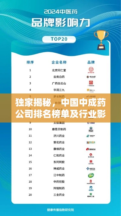 独家揭秘,中国中成药公司排名榜单及行业影响力深度解析