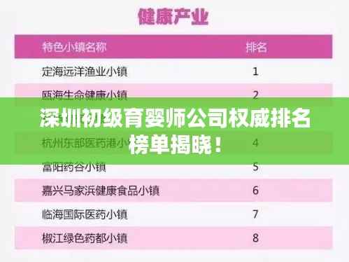 深圳初级育婴师公司权威排名榜单揭晓!
