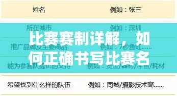 比赛赛制详解，如何正确书写比赛名称中的赛？