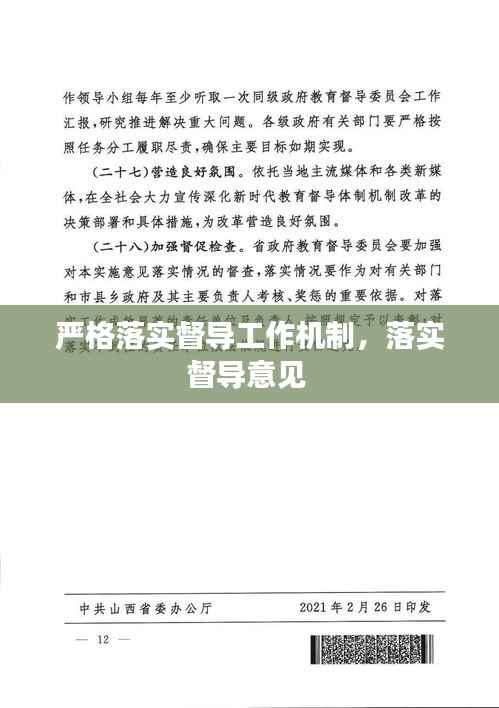 严格落实督导工作机制，落实督导意见 