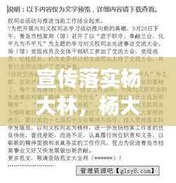 宣传落实杨大林，杨大林先进事迹心得体会 