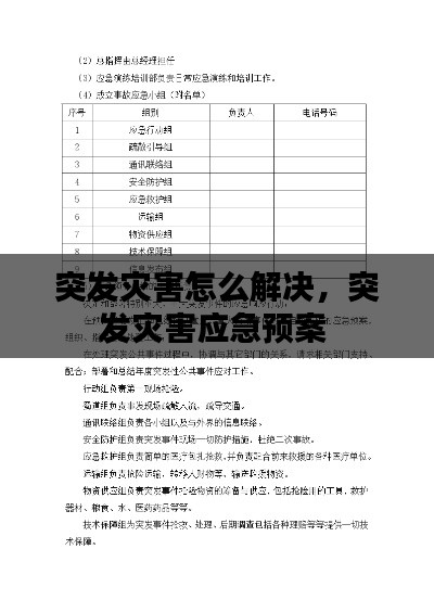 突发灾害怎么解决，突发灾害应急预案 