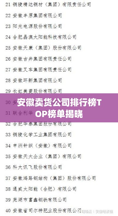 安徽卖货公司排行榜TOP榜单揭晓