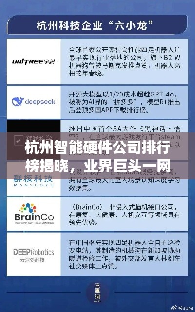 杭州智能硬件公司排行榜揭晓,业界巨头一网打尽!